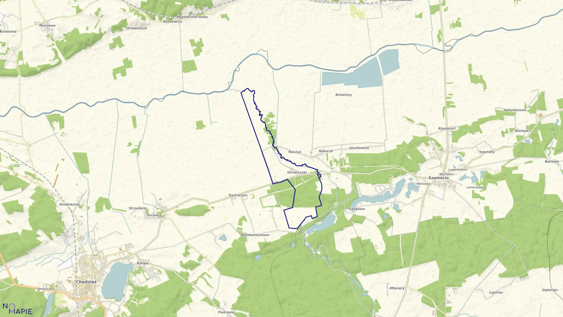 Mapa obrębu Strzelczyki w gminie Szamocin